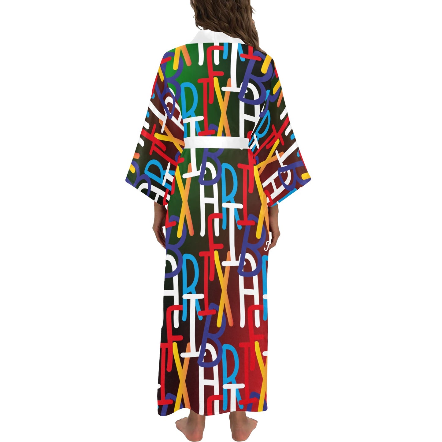 AfriBix Collage Long Kimono Cover up Women's Robe