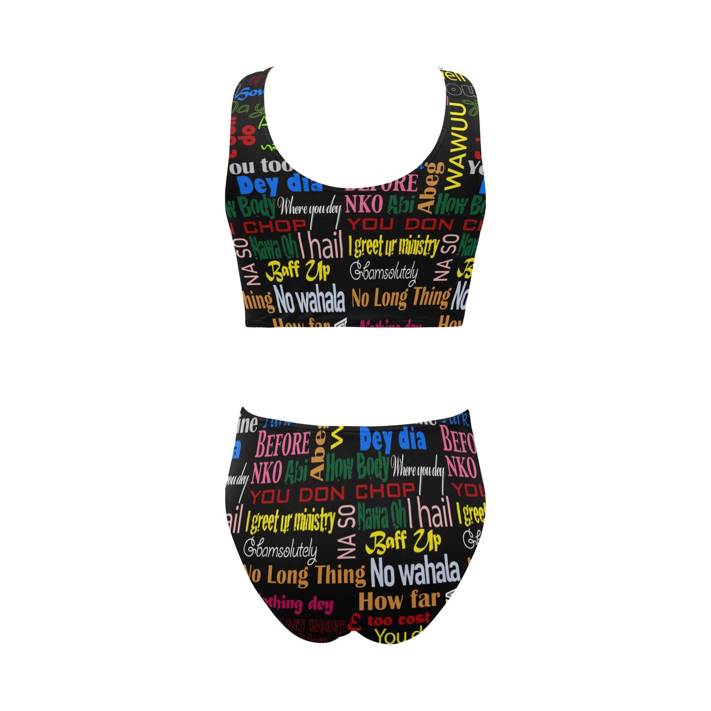 AfriBix Pidgin Print Bowtie High Waist Bikini Swimsuit