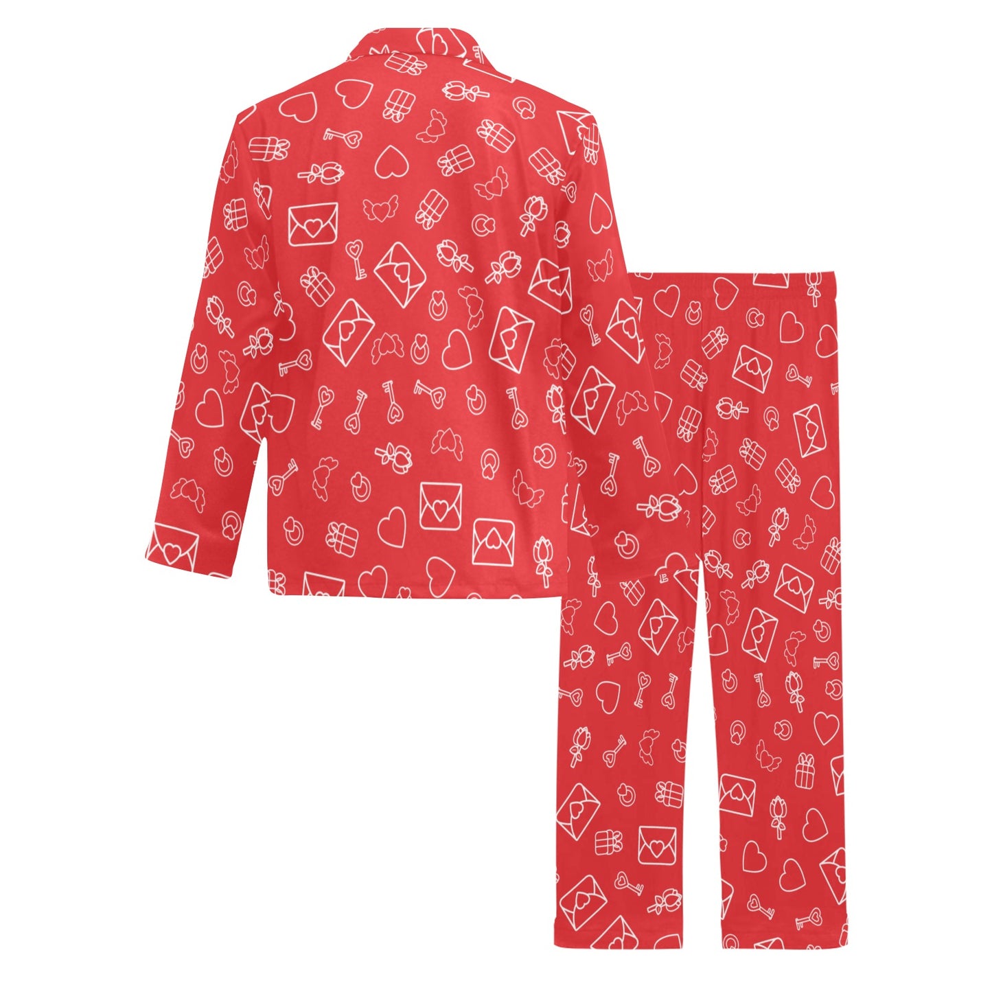 Red Love Notes Men's Long Pyjama Set