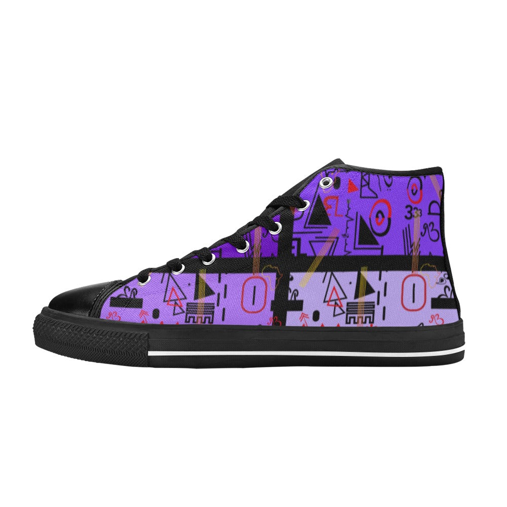 Linear Print Women's Purple Hightop Canvas