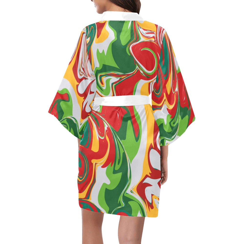 Marble Print Kimono Robe Coverup