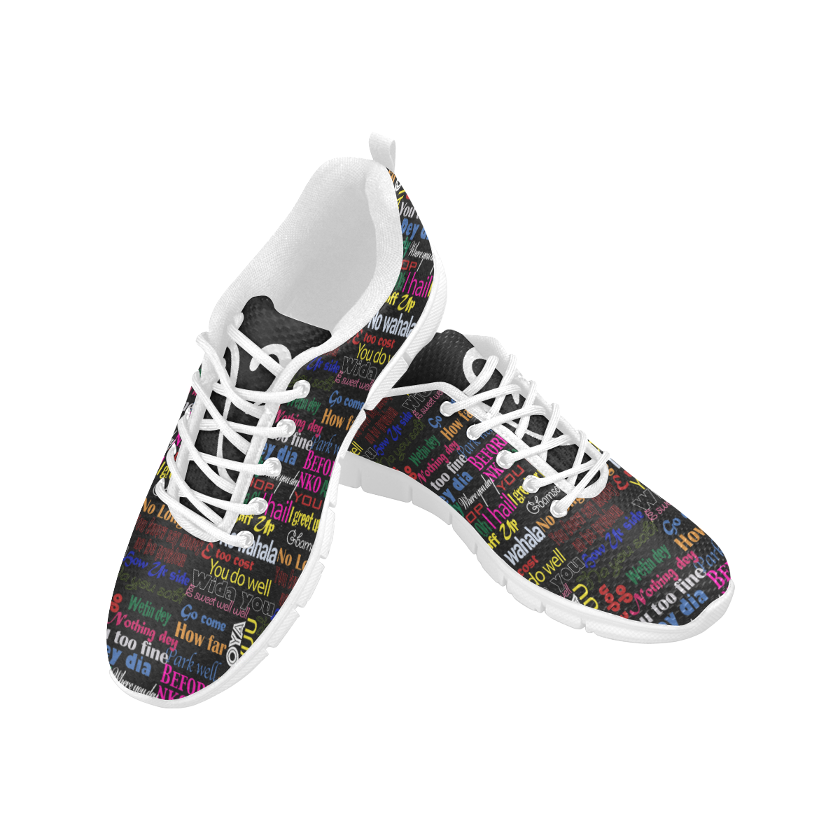AfriBix Pidgin Print Mens Trainers - White