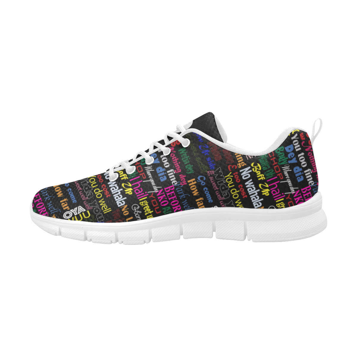 AfriBix Pidgin Print Mens Trainers - White