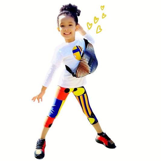 Gallery Print Kid's Leggings (Orange)