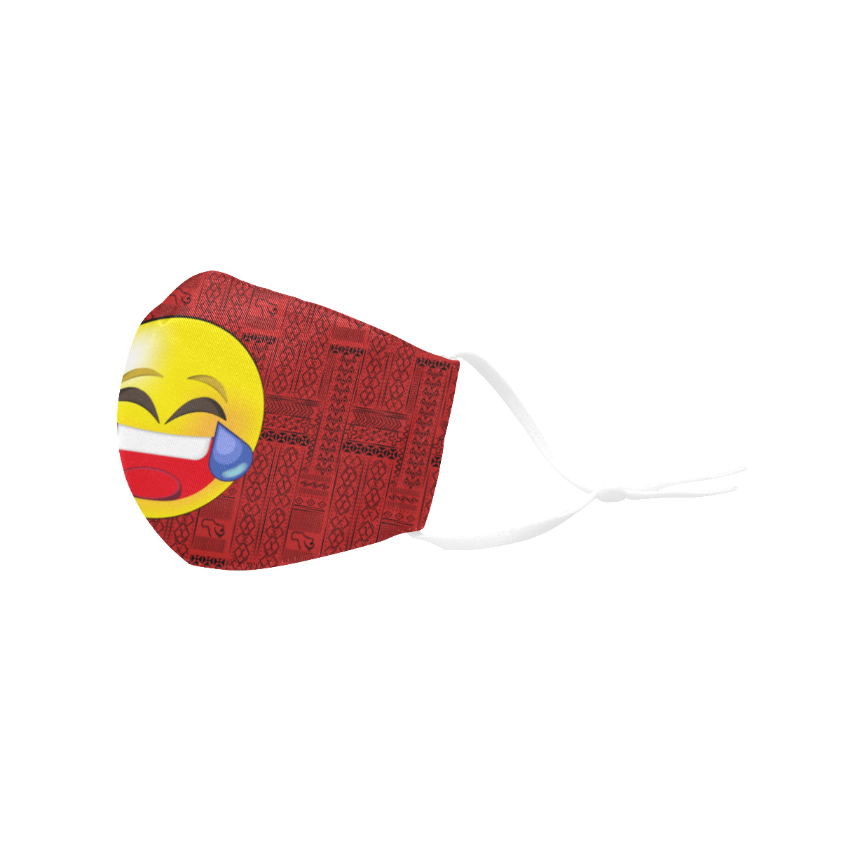 LOL Tribal Print Emoji Cotton Fabric Face Mask with Filter Slot and Adjustable Strap - Non-medical use (2 Filters Included)