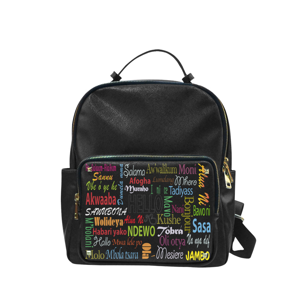 AfriBix Hello Print Leather Backpack