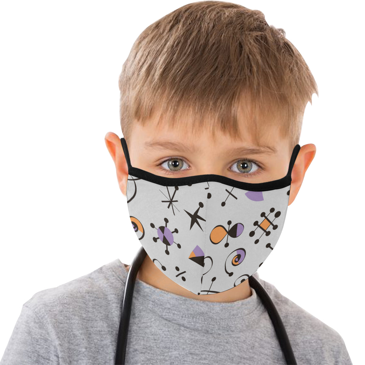 Geometric Cotton Fabric Face Mask with filter slot (30 Filters Included) - Non-medical use