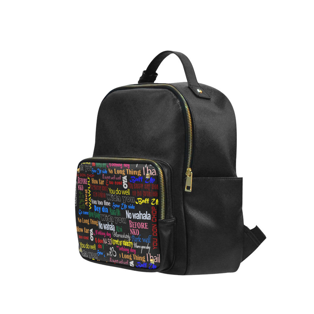 AfriBix Pidgin Print Leather Backpack