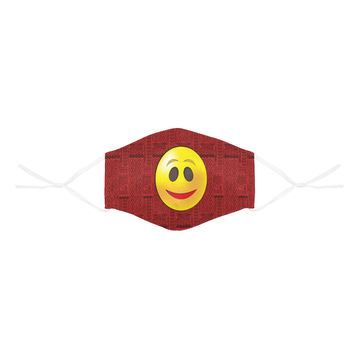 Hi! Tribal Print Emoji Cotton Fabric Face Mask with Filter Slot and Adjustable Strap - Non-medical use (2 Filters Included)
