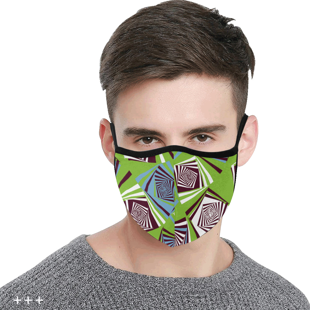 Swirl Leopard Stripes Cotton Fabric Face Mask with filter slot (30 Filters Included) - Non-medical use