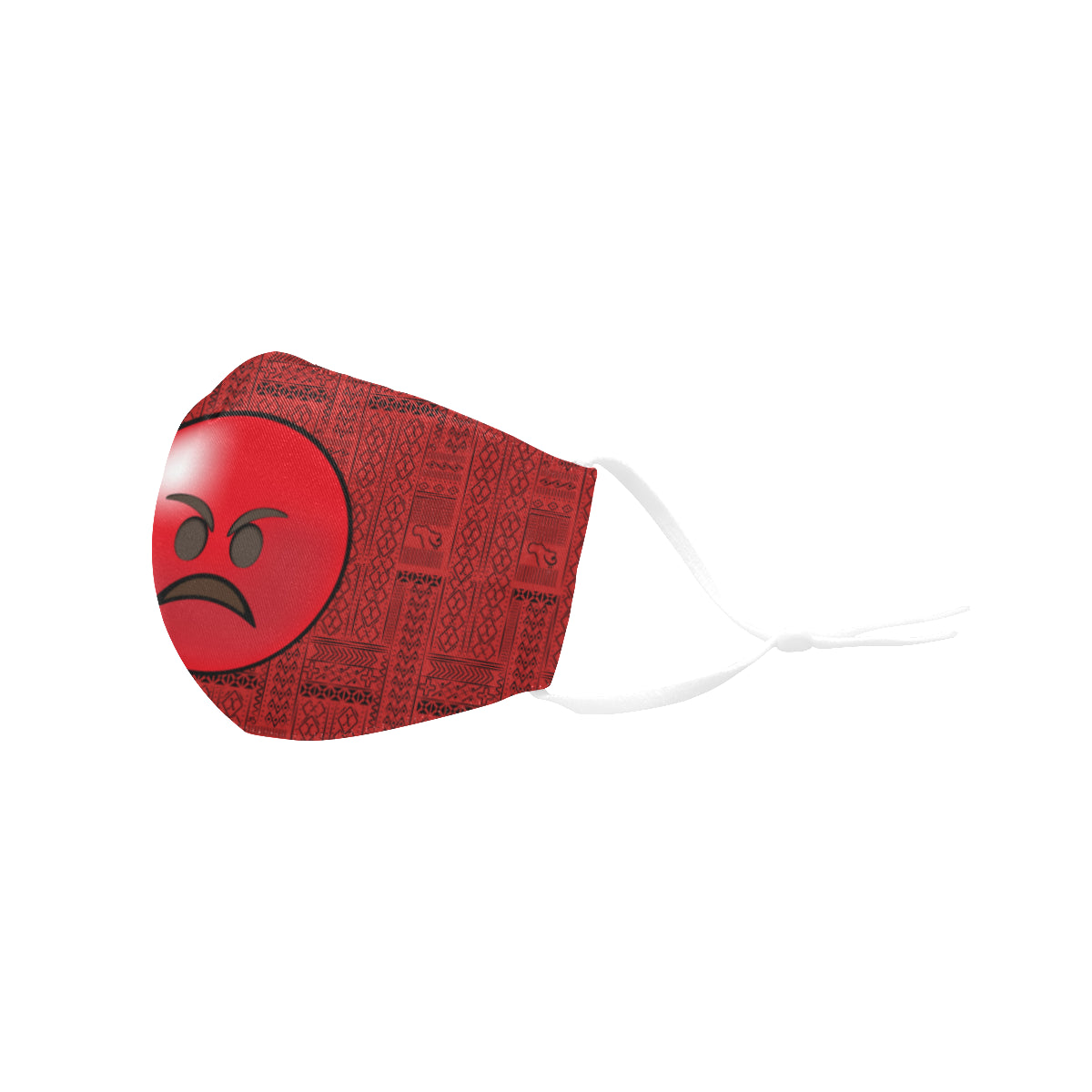 Angry face Tribal Print Emoji Cotton Fabric Face Mask with Filter Slot and Adjustable Strap - Non-medical use (2 Filters Included)