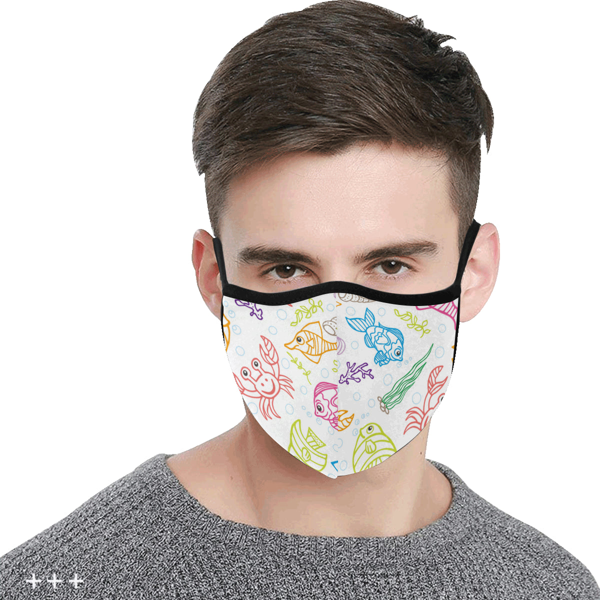 Aquarium Print Cotton Fabric Face Mask with filter slot (30 Filters Included) - Non-medical use