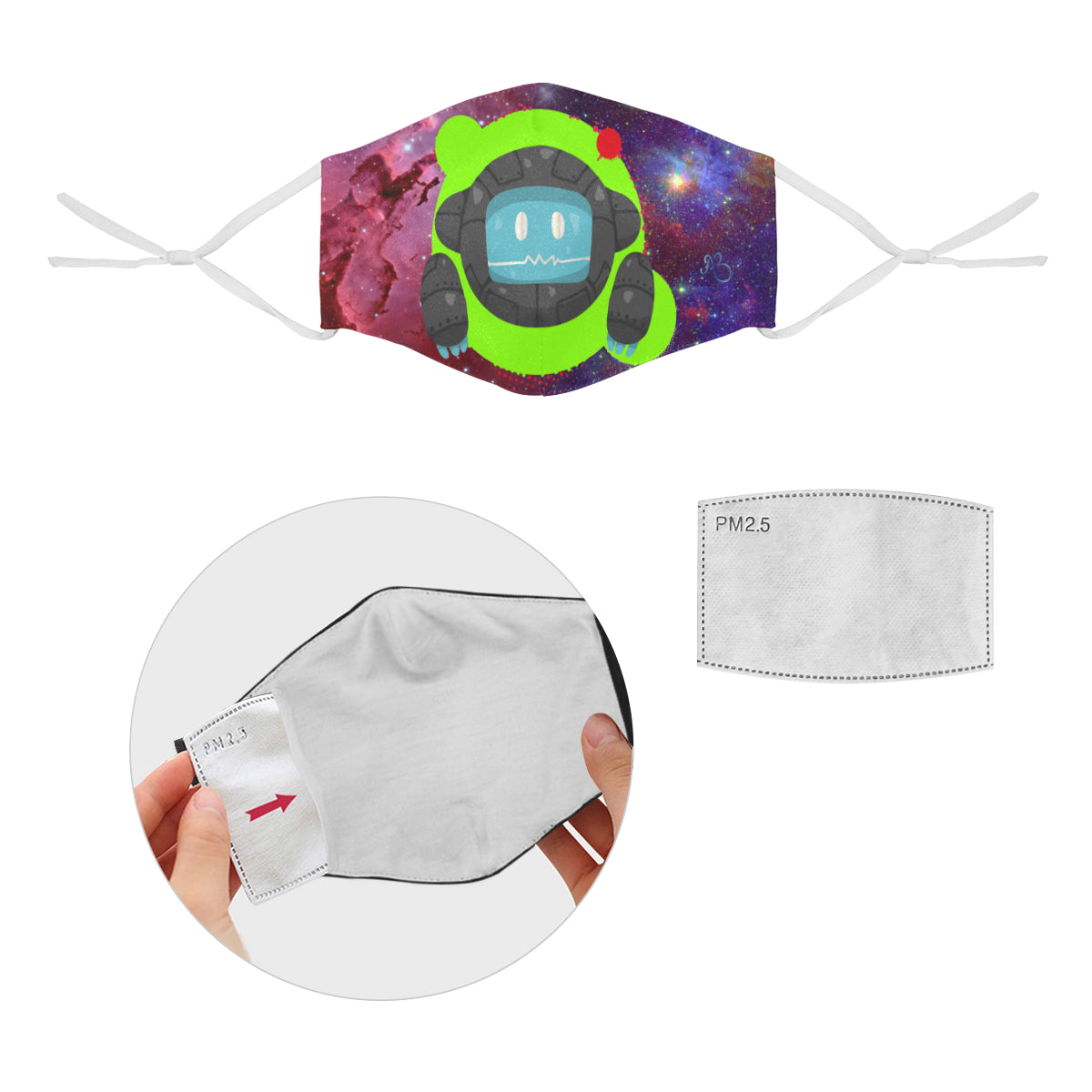 Astronaut Neon Cotton Fabric Face Mask with Filter Slot & Adjustable Strap - Non-medical use (2 Filters Included)