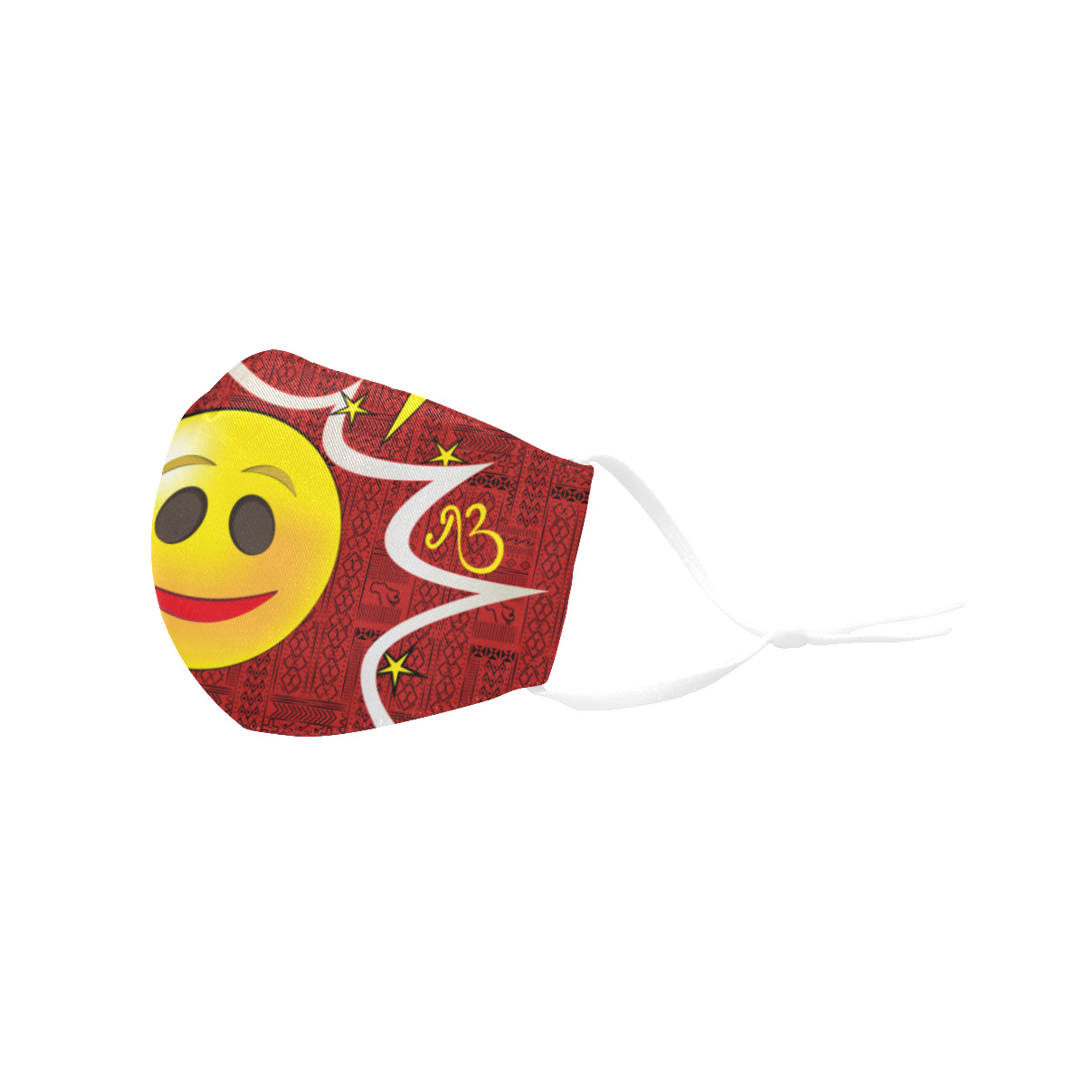Classic Tribal Print Comic Emoji Cotton Fabric Face Mask with Filter Slot and Adjustable Strap - Non-medical use (2 Filters Included)
