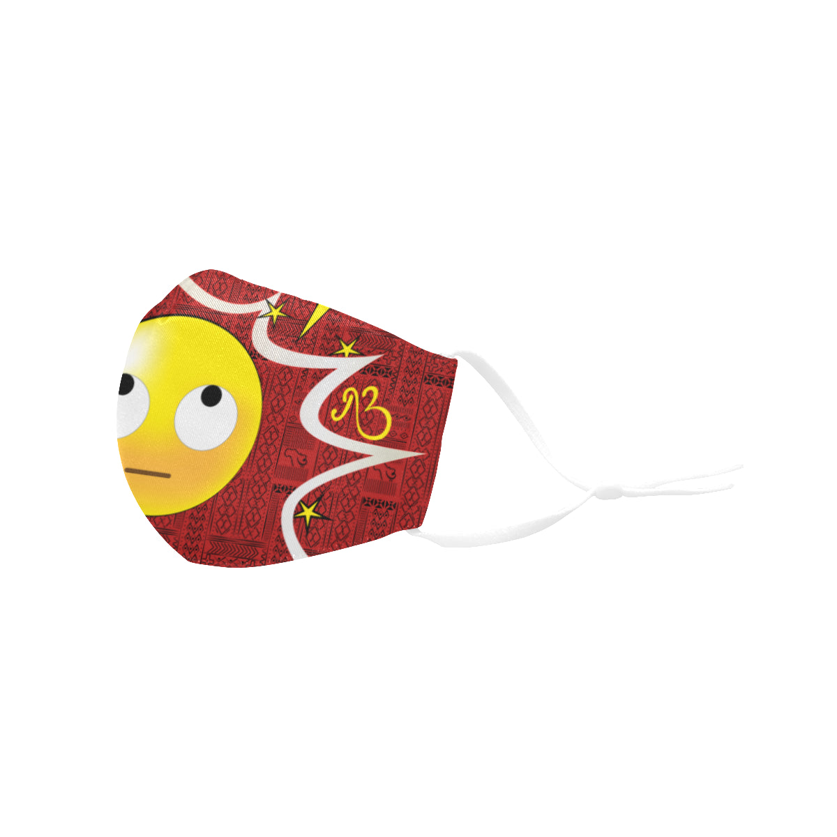 Yeah right! Tribal Print Comic Emoji Cotton Fabric Face Mask with Filter Slot and Adjustable Strap - Non-medical use (2 Filters Included)