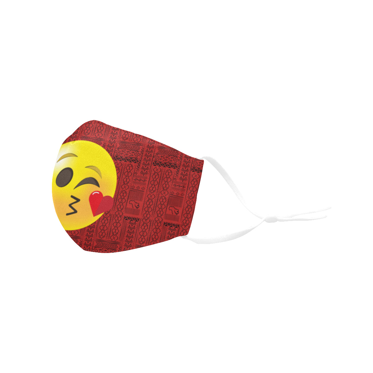 I Care! Tribal Print Emoji Cotton Fabric Face Mask with Filter Slot and Adjustable Strap - Non-medical use (2 Filters Included)