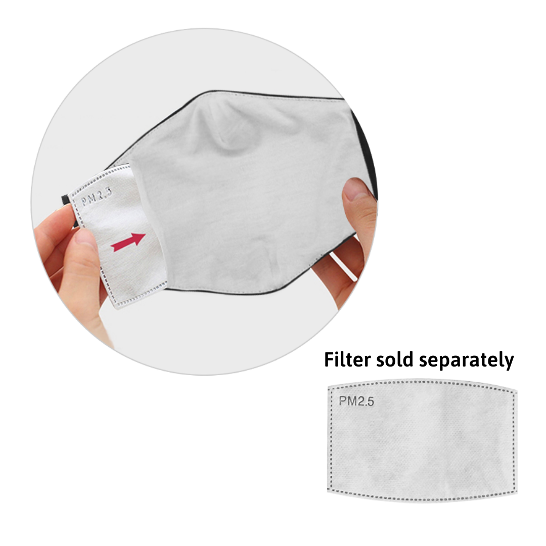 Eye in Mouth Cotton Fabric Face Mask with Filter Slot & Adjustable Strap (Pack of 5) - Non-medical use