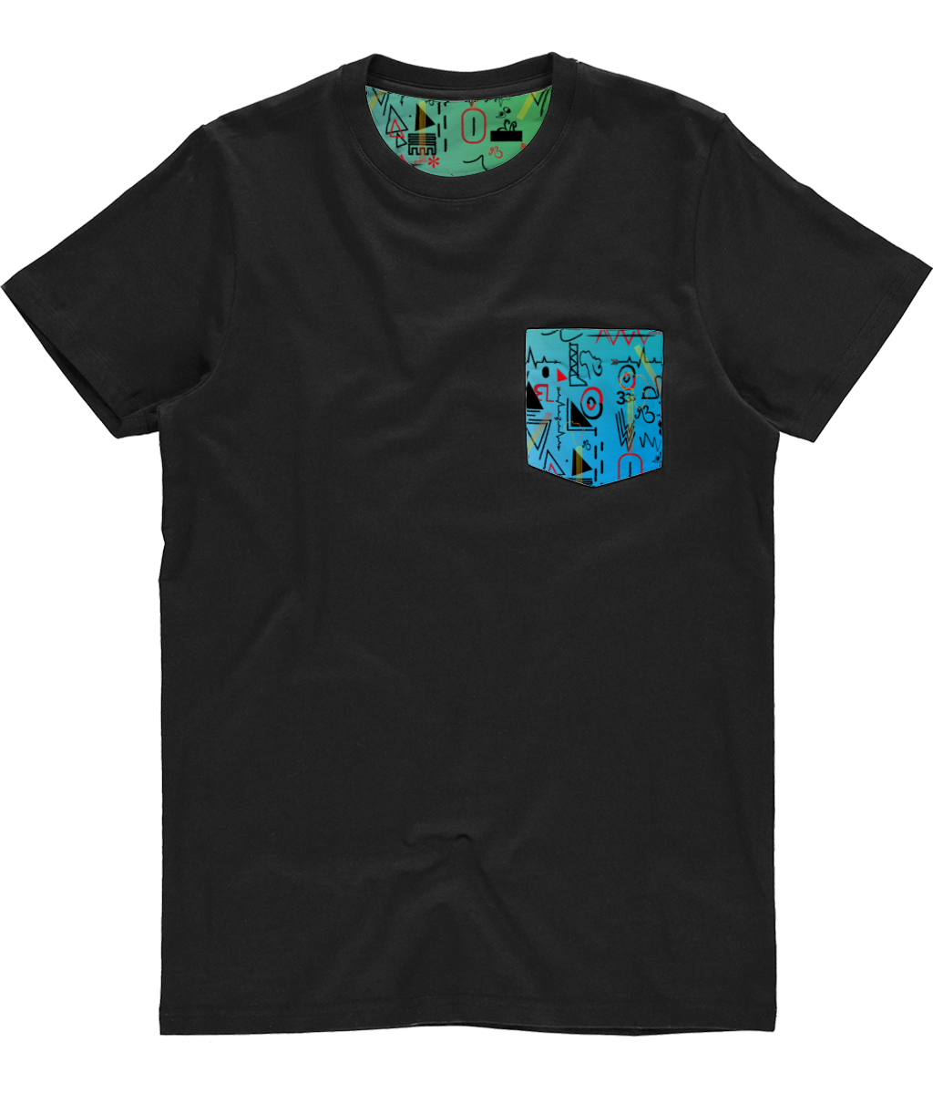 Unisex Pocket Tee - Sky Linear Print