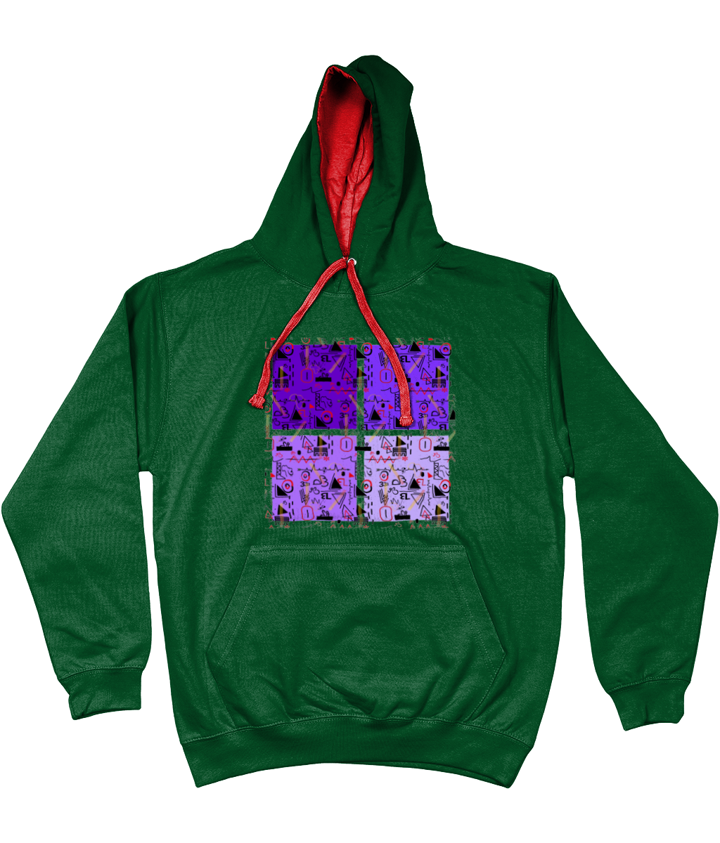 Linear Print Graphic Unisex Hoodie with a contrast hood and string