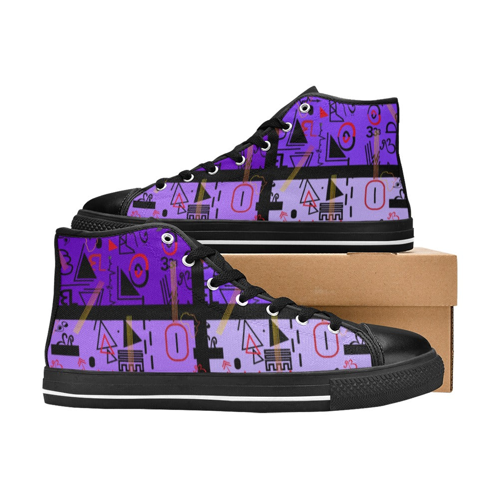 Linear Print Women's Purple Hightop Canvas