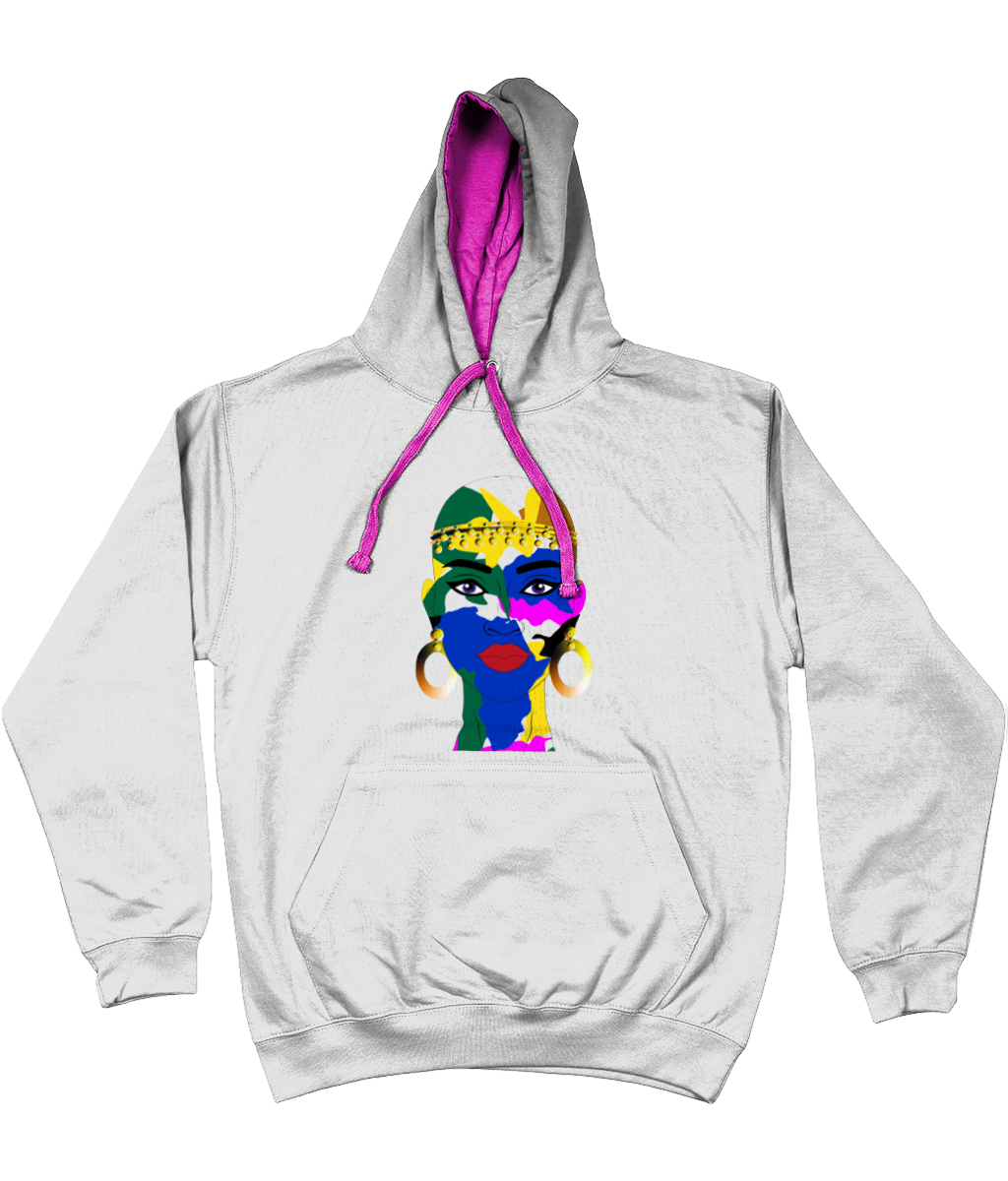 AfriBix Camo Warrior Unisex Hoodie with a contrast hood and string