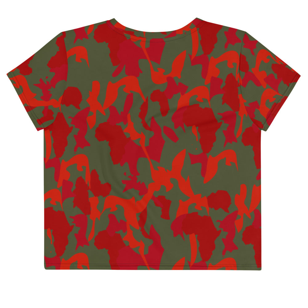 Camouflage Crop Top Tee -AfriBix Olive Red Camo