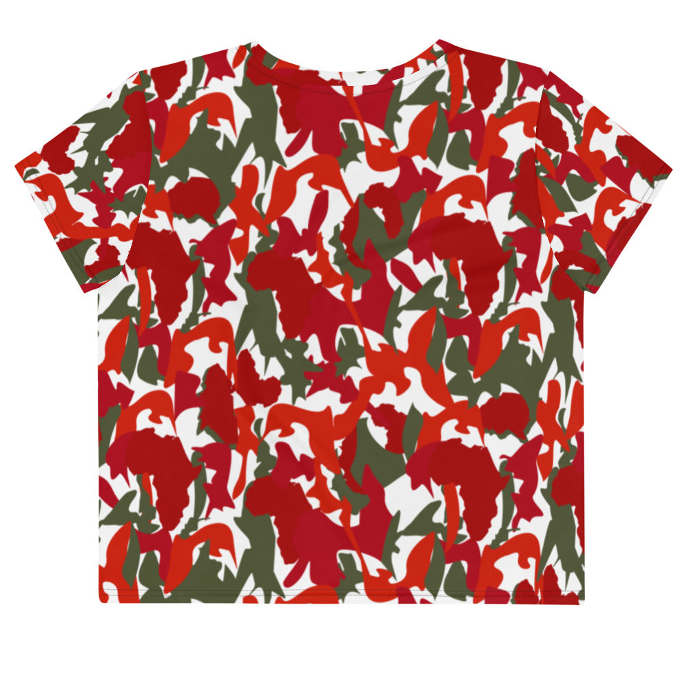 Camouflage Crop Top Tee - AfriBix White Red Camo