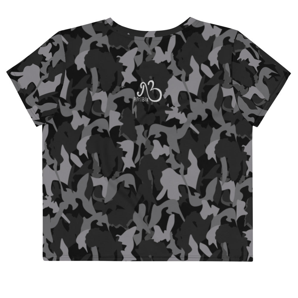 AfriBix Camouflage Crop Top Tee - Black Camo