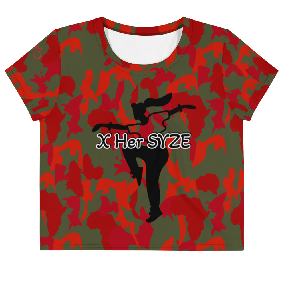 Camouflage Crop Top Tee -AfriBix Olive Red Camo