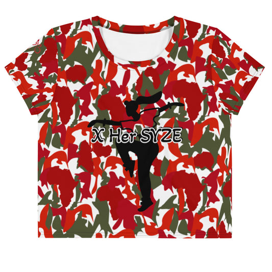 Camouflage Crop Top Tee - AfriBix White Red Camo