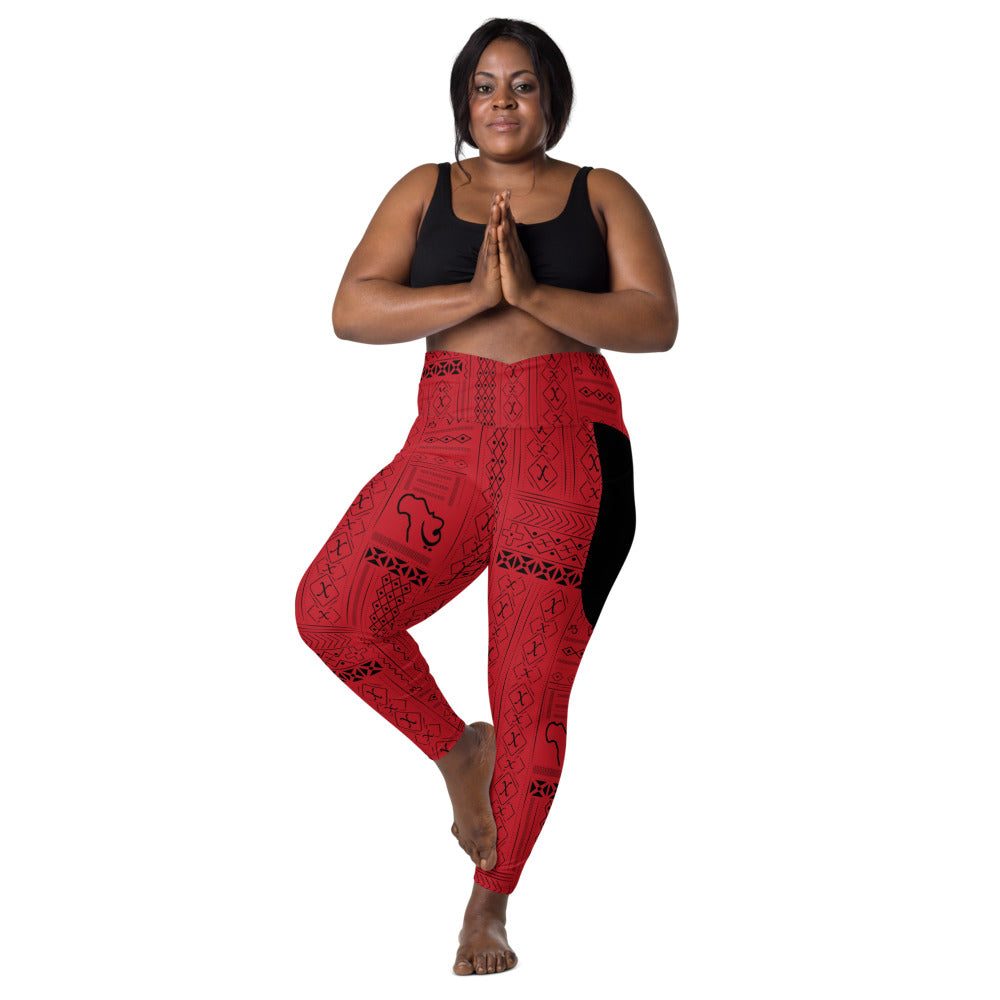 AfriBix Tribal Print Crossover leggings with pockets