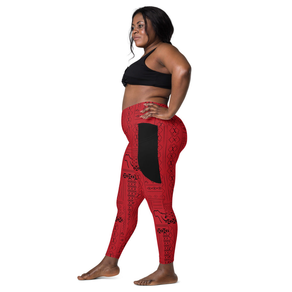 AfriBix Tribal Print Crossover leggings with pockets