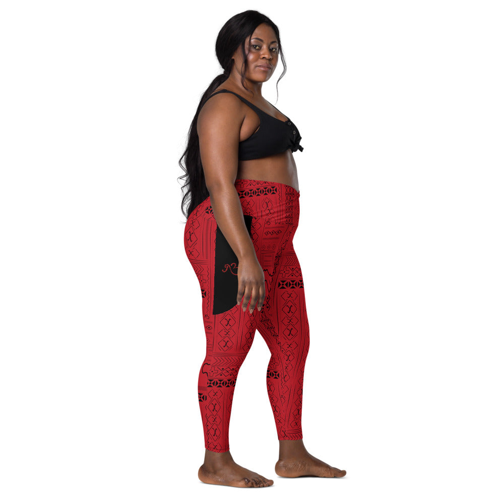 AfriBix Tribal Print Crossover leggings with pockets
