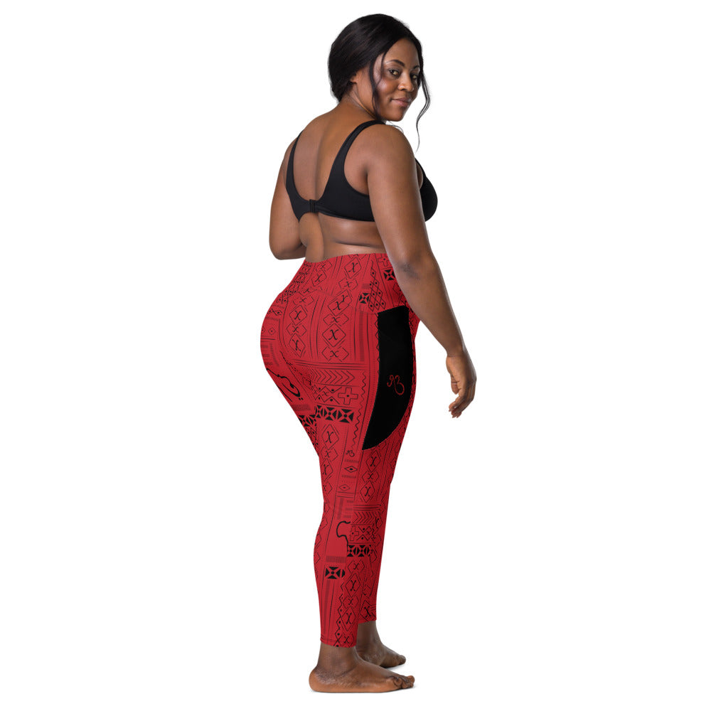 AfriBix Tribal Print Crossover leggings with pockets