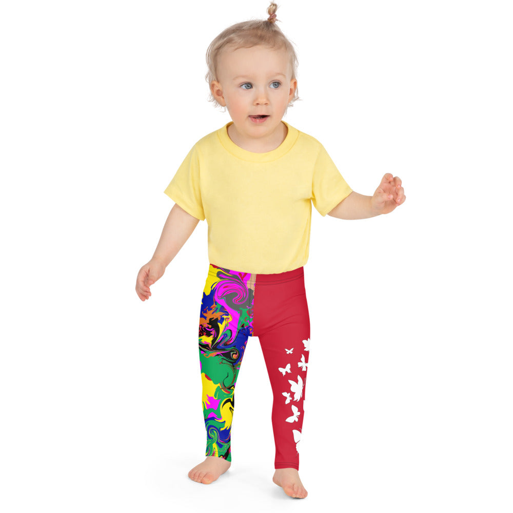 AfriBix Marble Camo Print Kid's Leggings - Red
