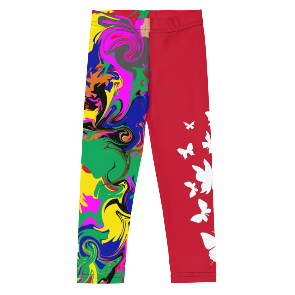 AfriBix Marble Camo Print Kid's Leggings - Red