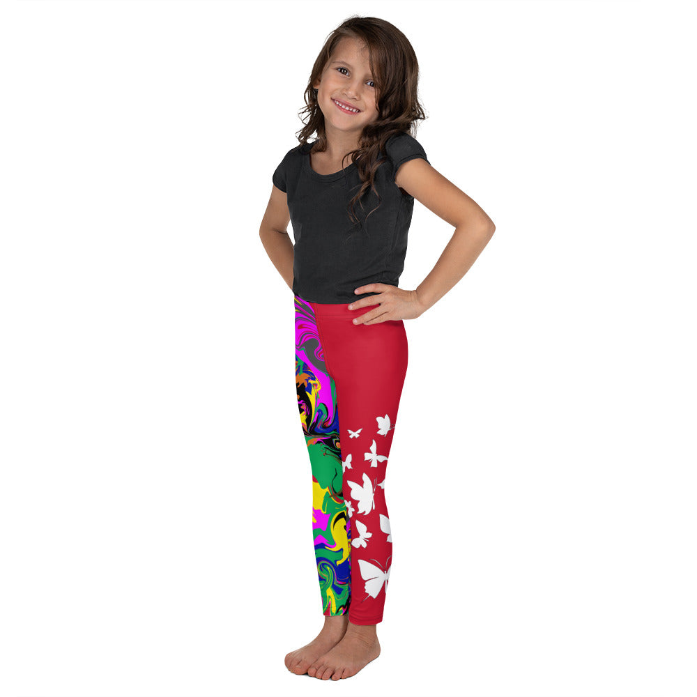 AfriBix Marble Camo Print Kid's Leggings - Red