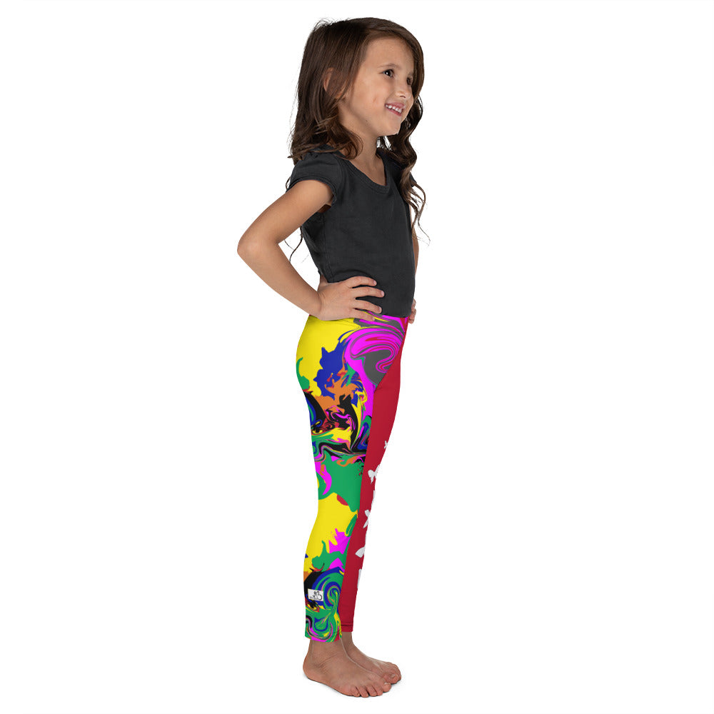 AfriBix Marble Camo Print Kid's Leggings - Red