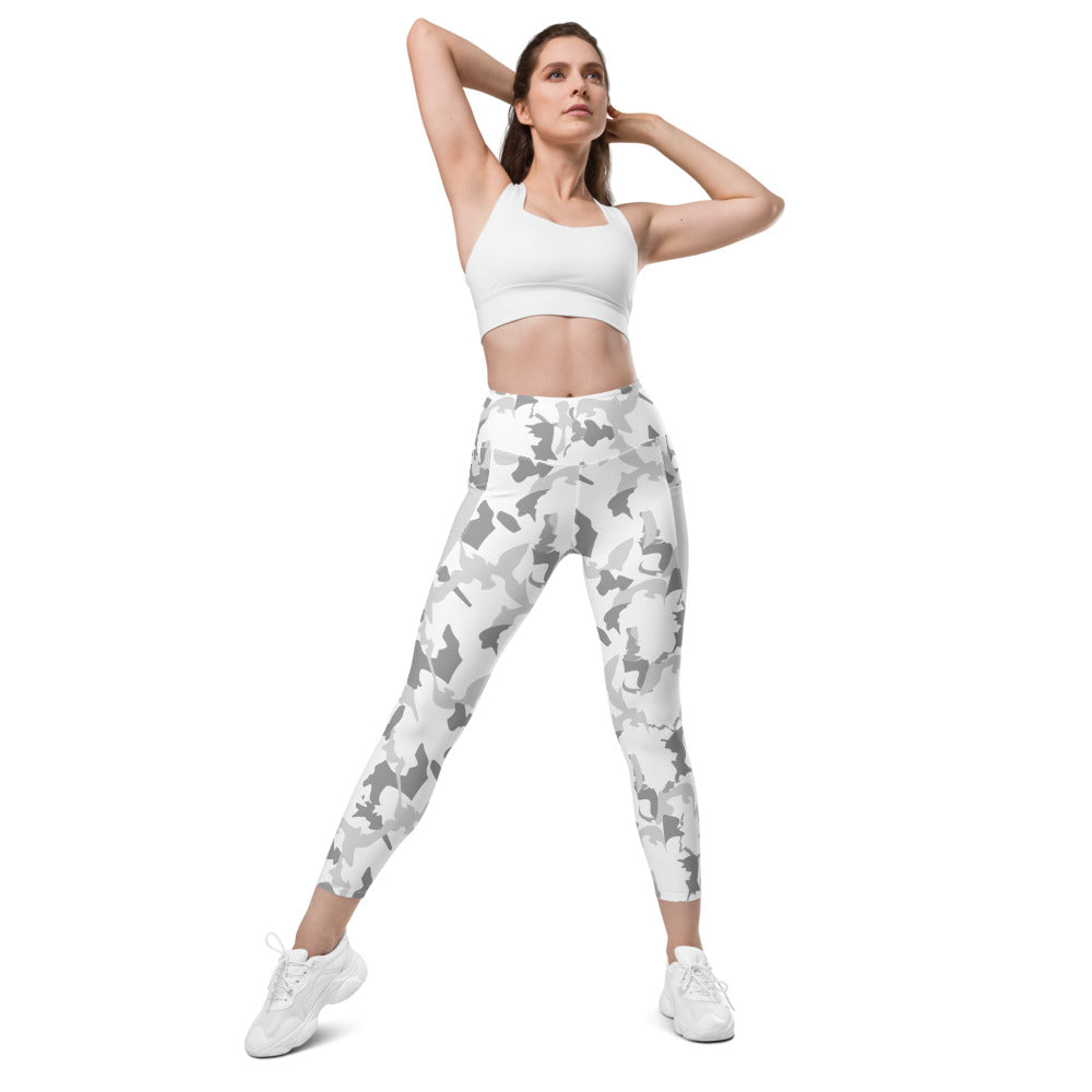 Camouflage Leggings with pockets - AfriBix White Camo