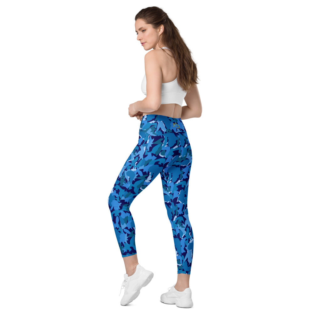 Leggings with pockets - AfriBix Blue Camouflage