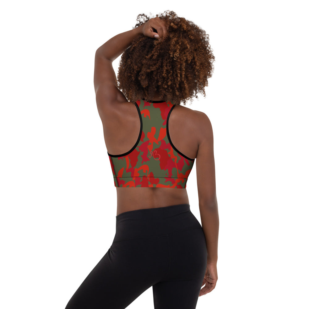 AfriBix Camouflage Padded Sports Bra - Olive red camo