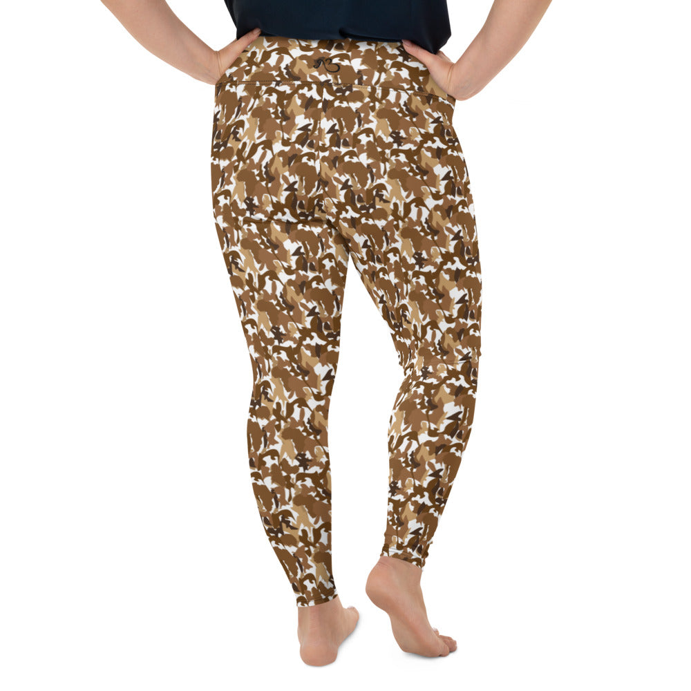 High Waist Plus Size Leggings - AfriBix Nude Camo