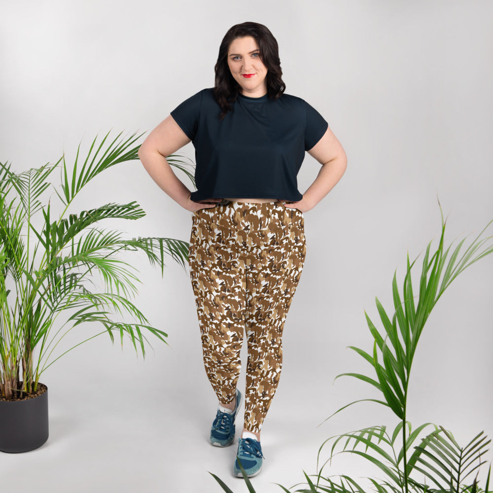 High Waist Plus Size Leggings - AfriBix Nude Camo