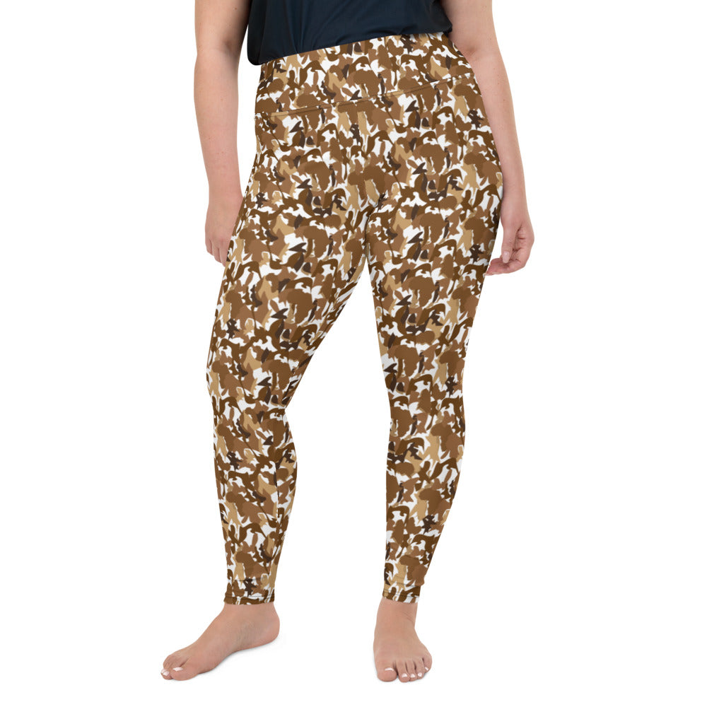 High Waist Plus Size Leggings - AfriBix Nude Camo