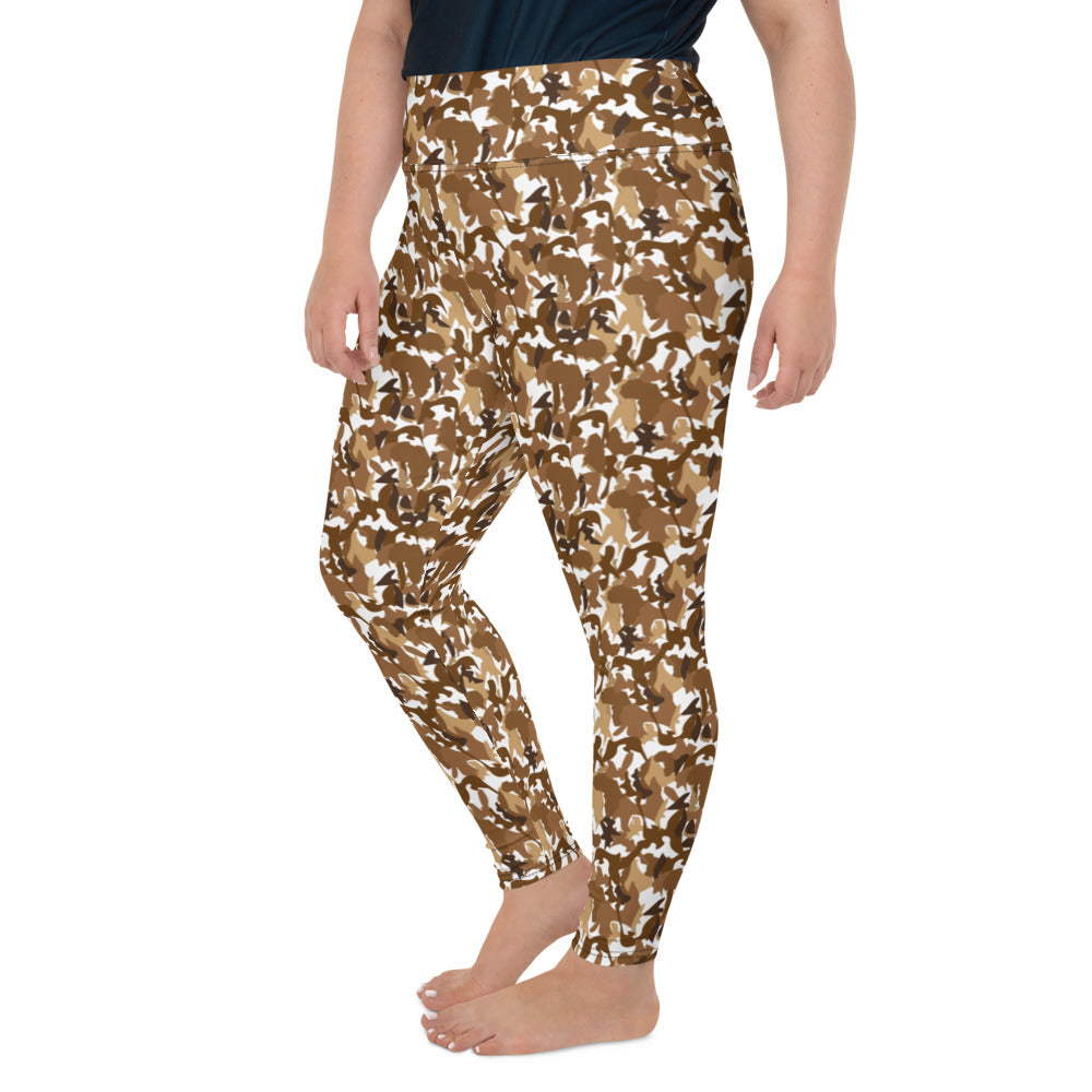High Waist Plus Size Leggings - AfriBix Nude Camo