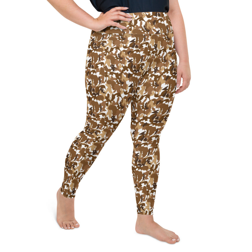 High Waist Plus Size Leggings - AfriBix Nude Camo