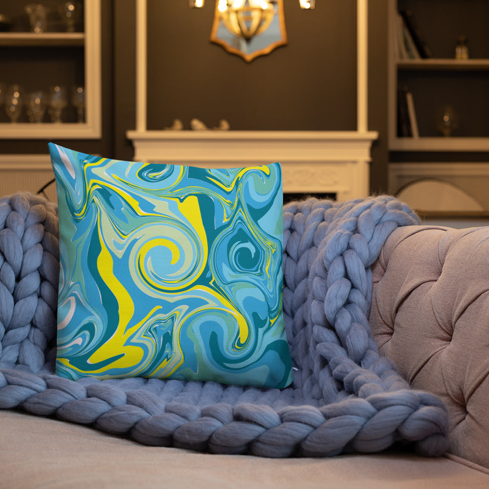 Sea Marble Print Premium Throw Pillow
