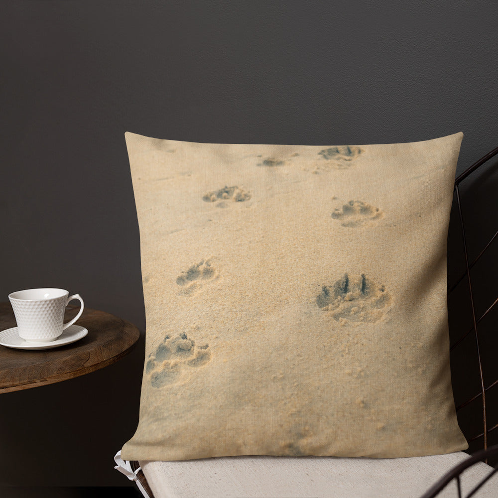 Pet Personalised Premium Throw Pillow - paw prints