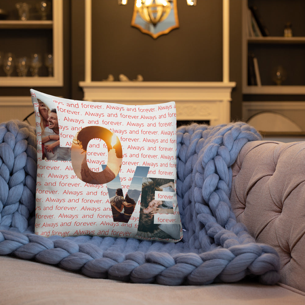 Always and Forever Personalised Premium Throw Pillow - red text