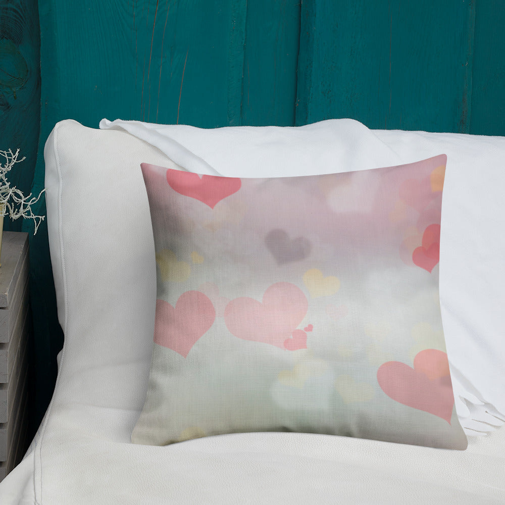 Pink Hearts Premium Throw Pillow